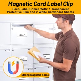 C-Kanal Magnetic Labels, 40 x 100 mm Magnetic Label Holder, Labels Magnetic Signs with Plastic Protective Film for Metal Shelf, Locker and Whiteboard, Pack of 20