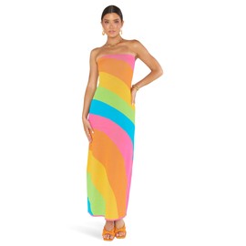 Show Me Your Mumu Women's Island Nights Tube Dress, Salty Rainbow Stripe