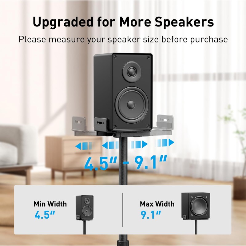 PERLESMITH Universal Speaker Stands for Surround Sound -Height Adjustable Extend