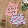 Toddler Baby Girl Outfits Letter Sleeveless T-Shirt Tank Top Floral