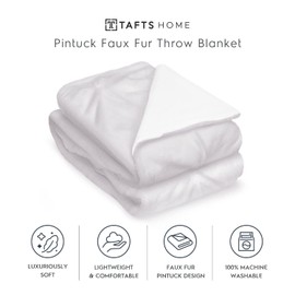 Tafts Pintuck Throw Blankets - Soft, Ultra Comfy and Fuzzy - Plush Fluffy Fleece Blankets and Throws for Couch, Bed & Living Room - Fall, Winter or Spring - Blankets Throw Size - Light Grey