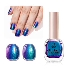 AZUREBEAUTY Chameleon Nail Polish no Gel Holographic Rainbow Glitter Natural Quick Dry Toenail Polish High Shine DIY Salon Home