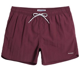 MaaMgic Mens Swim Trunks with Mesh Lining Quick Dry Mens Bathing Suit Shorts,Burgundy,Medium
