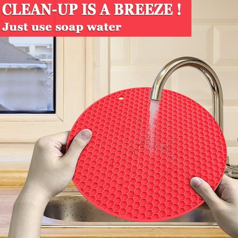 5PCS Silicone Trivet Mats Round Multipurpose Heat Resistant Non Slip