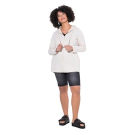 Angel of Style Damen große Größen Übergrößen Plus Size Sweatjacke, A-Linie, Flügel-Motiv auf dem Rücken Soft Granit 56 841955305-56