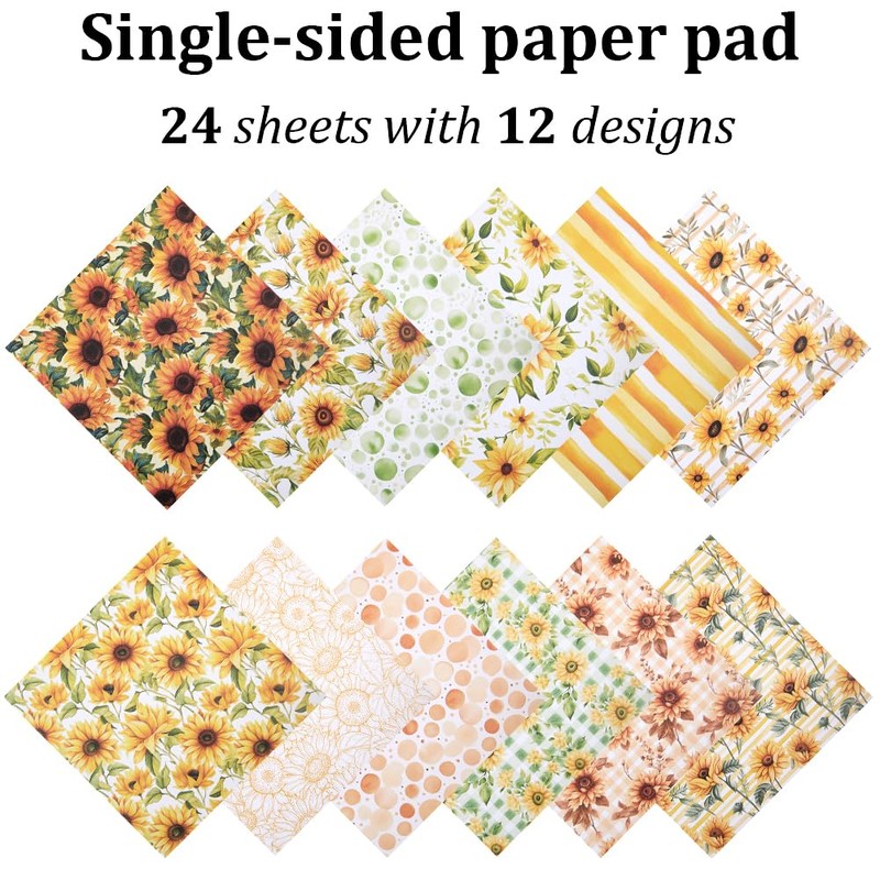 craspire Pack of 24 Sunflowers Scrapbook Paper Origami Paper Floral