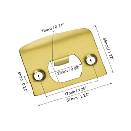 sourcing map 2Pcs Door Strike Plate, 57mm x 45mm Stainless Steel Latch Deadbolt Replacement Lock Strike Plate for Door Frame Door Jamb Reinforcement, Gold
