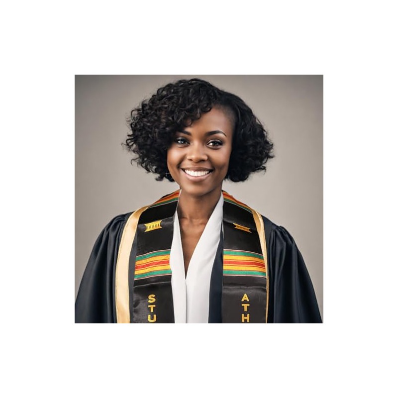 Generic Student Athlete Sublimated Kente Cloth Graduation Stole - Vibrant