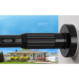 Extra Long Tension Rod 41-165inch Heavy Duty Tension Curtain Rods no Drilling Outdoor Curtain Rod for Patio,Windows,Diameter 1.26inch Black