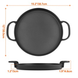 onlyfire Cast Iron Griddle with Handles for Weber Gourmet BBQ System, Fits for Weber 22" Charcoal Kettle Grills, Suitable Size Gas Grills, Range Ovens or Outdoor Cooking