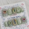 Rose Embed Handmade Nail Tips - Square L / 로즈