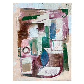 "Untitled (Still Life)" abstract expressionist painting for home, office; oil on unstretched gessoed canvas; approx 24" x 18" unframed; original and handmade.