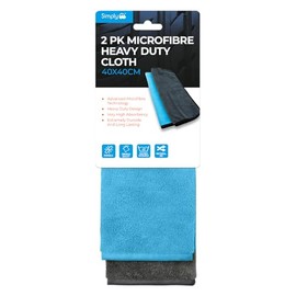 Simply Auto Heavy-Duty Microfibre Cloths, Large Size 40x40cm. Pack of 2, Machine Washable, Durable and Ultra Absorbent, For Cleaning Tough Surfaces or Equipment (Blue and Grey)