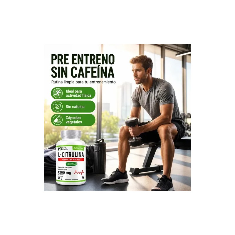 Citrulina Pure 1200mg Energía Rendimiento Recuperación Cápsulas Purely Organics