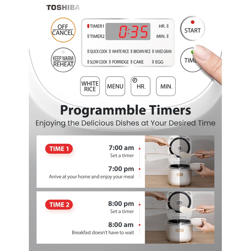 Toshiba Mini Rice Cooker, 3 Cups Uncooked Small Rice Cooker,