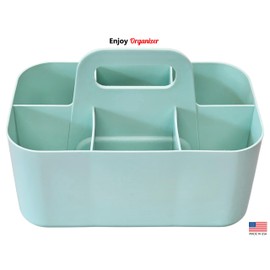 Enjoy Organizer - Small Stackable Portable Simple 6-Compartment Caddy With Handle For Art Shower Dorm Office Supplies Multi Use - Made In USA (Mint)