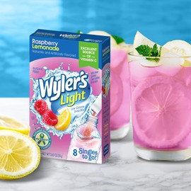 Wyler's Light Singles To Go Drink Mix, Raspberry Lemonade, 6 Pack (48 Drink Sticks Total)