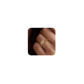 EVER FAITH Interwoven Knot Rings Delicate 14K Gold Plated 925 Sterling Silver Cubic Zirconia for Women Friendship Mother Daughter Love Knot Bond Ring Wedding Promise Jewellery, Sterling Silver Cubic