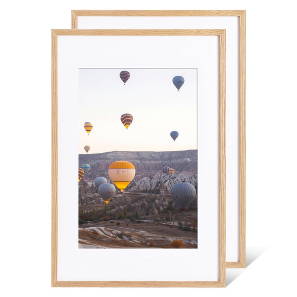 Marsmiles 16x24 Wooden Picture Frame, USA-Sourced Natural Oak Solid Wood