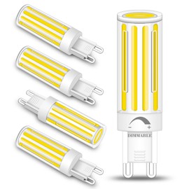 Megereet G9 LED Bulb Dimmable,60W 75W 80W Halogen Equivalent, Daylight White 6000K 8W 800LM T4 COB G9 Base LED Bulb Bi Pin Base Chandelier Lighting, No-Flicker 360°Beam Angle 120v Pack of 5