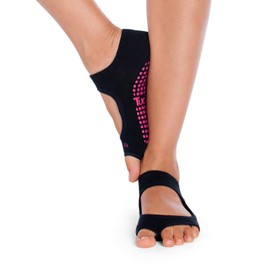 Tucketts Allegro Women Toeless Non-Slip Grip Socks - Anti Skid for Yoga, Barre, Pilates, Barefoot Workouts, Dance, Gym, Home & Leisure, Pedicure - S/M - 3 Pack Black/Static/Grey-Blush