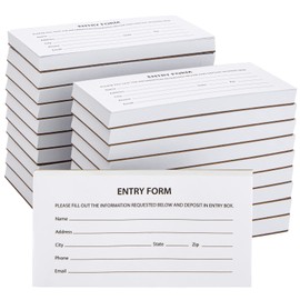 Juvale Raffle Ticket Sheets - White, 5.25 x 2.7 in, 20 Pads of 100 (2000 Total) - Entry Form Pads for Contests, Fundraisers & School Events