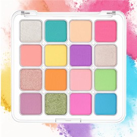 16-Color Bright Eyeshadow Palette – Rainbow Matte & Shimmer Finishes – Highly Pigmented Waterproof Eye Makeup Palette for Bold & Creative Looks（05）