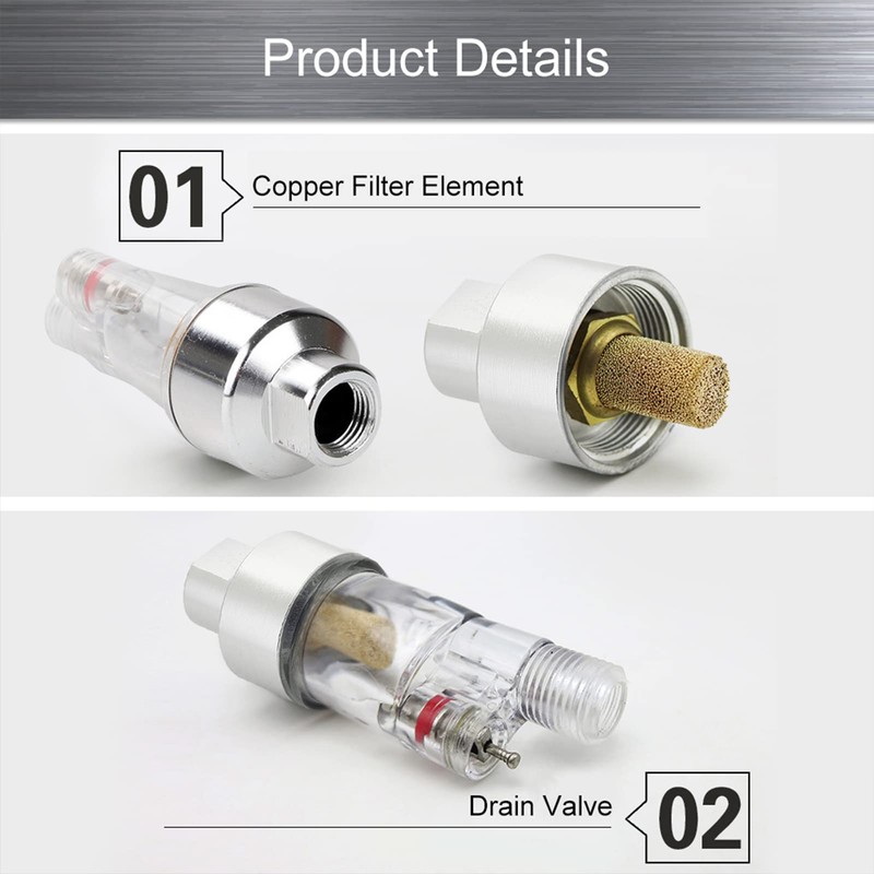 Premium Airbrush in Line Mini Air Filter Water Trap with