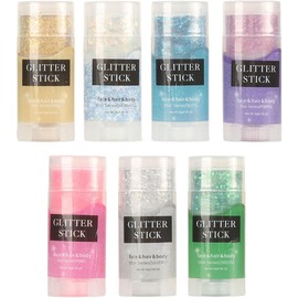 Body Glitter Stick Safe 0.56oz 7 Botellas Glitter Stick Maquillaje para Festivales de Música para Ojos