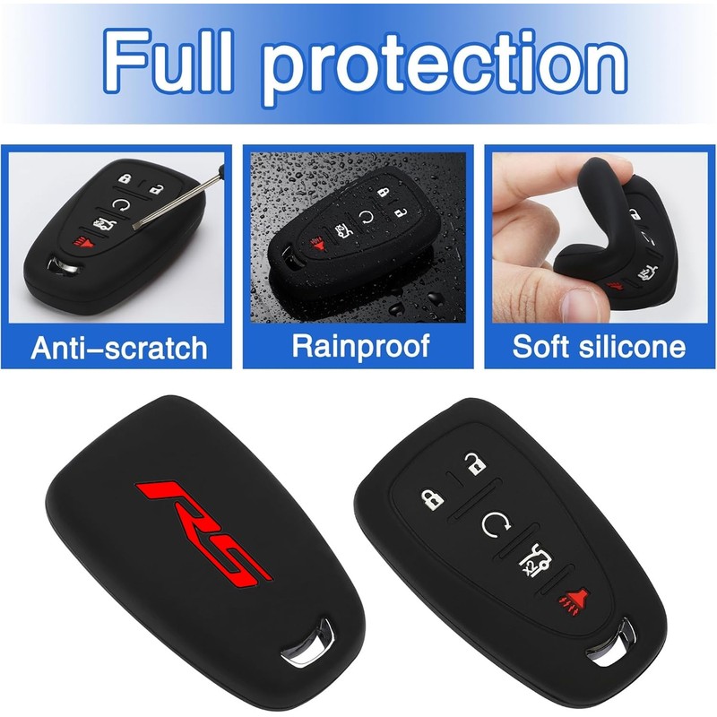 RS Silicone Rubber Key Protector with Key Chain Compatible with