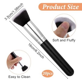 20 brochas de maquillaje a granel, brochas de base plana a granel, líquido/crema/polvo, sombra de ojos, rubor de contorno para artistas de boda, mezcl