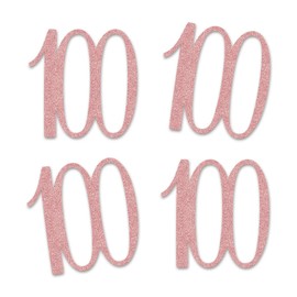 Rose Gold 100 Cut-Out Numbers, 100th Glitter Birthday Party Anniversary Decorations DIY Essentials