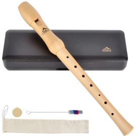 Eastrock Recorder Instrument for Adults Beginners Maple Wood C Key Soprano Recorder German Style 2 Piece With Hard Case