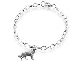D2 German Shepherd Dog fine lead free English Pewter charm on a belcher link chain anklet bracelet