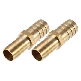 X AUTOHAUX 2 Pcs 16mm - 14mm Straight Shaped Barb Brass Hose Fitting Connector