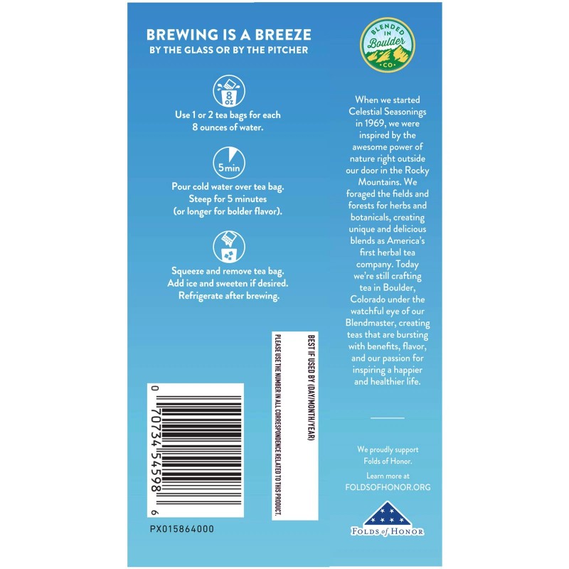 Celestial Seasonings Red White Blueberry Herbal Tea Cold Brew 18