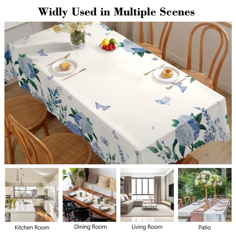 iEvery Hydrangea Flowers Tablecloth Rectangular Wipe Clean Table Cloth Polyester