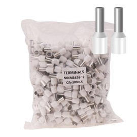 500 terminales de virola de alambre AWG 6/16.0 mm², conector de terminal AWG6, terminales de cable aislados para terminales de cable para electricidad, industria, industria química, etc. Blanco