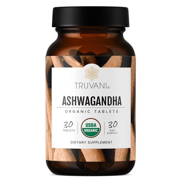 Truvani Organic Ashwagandha | Daily Energy, Positive Mood Support, Supports Brain Health | Supports Muscle Growth and Endurance | Healthy Sleep Support | Non-GMO | 30 Day Supply