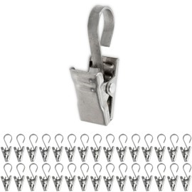 Curtain Clips, Pack of 30, in Metal Colours, with Diameter 10 mm Hook Eyelet, 35 mm Long Curtain Clips with Hooks, Curtain Clips, for Shower Curtain, Window Curtain, Multi-Purpose Hook Clip, Fairy
