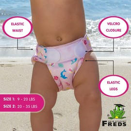 FREDS SWIM ACADEMY Unisex Pink Toddler Reusable Swim Nappies (9 lb - 20 lb.) a Pool & Beach Essential for Boys and Girls - Size 1