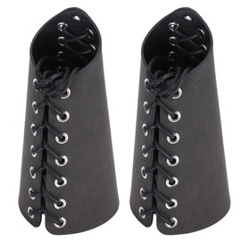 2 Sets Leather Gauntlet Wristband Punk Bracer Leather Arm Guards Gauntlet Medieval Bracers Armband for Man and Woman