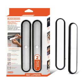 BLACK+DECKER 2-Pack 160LM LED Light Bars, Touchless Motion Sensor, Magnetic Mount, Powered with AAA Batteries, Slim and Portable Design to Brighten Indoor Rooms, Closets, Garages, Shelving (2-Pack)
