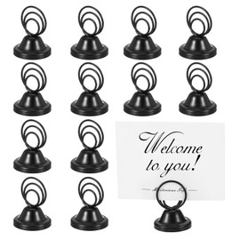 PATIKIL 24 Pack 1.57 Inch Table Number Holders, Weighted Base Place Card Holders Picture Stand Photo Sign Clips for Wedding Reception Restaurants, Black