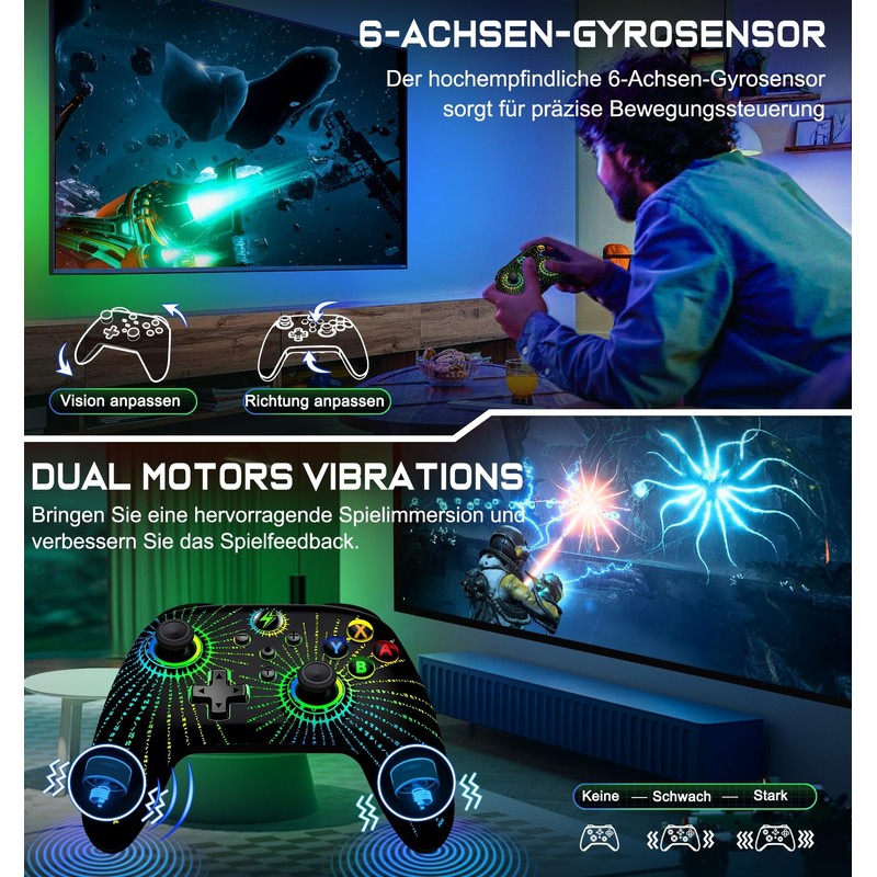 ALEEMTRY Switch Controller, Wireless Controller Switch with RGB Joystick, Programmable