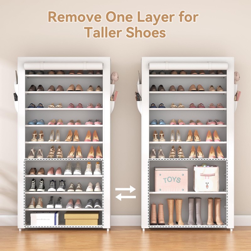 ROJASOP Shoe Rack with Covers 10 Tier Large Shoe Organizer