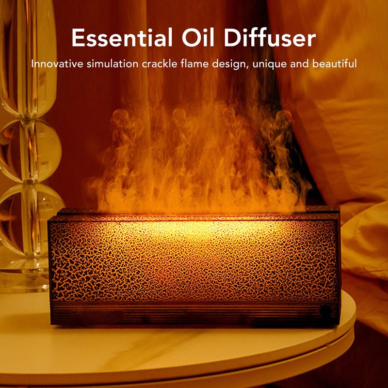 Flame Diffuser Create Warm Vibe Simulated Crack Multicolor Desktop Aromatherapy