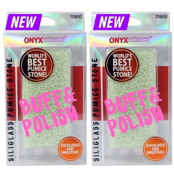 Onyx Professional 2 in 1 Pumice Stone, 100% Siliglass Callus Remover for Feet, Elbows, Knees, Dead Skin, Heels, Hands, Foot File Scrubber Exfoliator Removes Hard, Rough, Dry Skin (2 Pack)