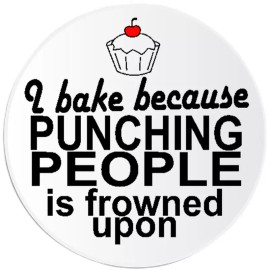 Kiwi Gifts I Bake Because Punching People Is Frowned Upon - 3 Pack Circle Stickers 3 Inch
