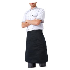 ROSENICE Bistro Apron Short Waiter's Apron with Pockets Unisex Waist Apron (Black), mainly black